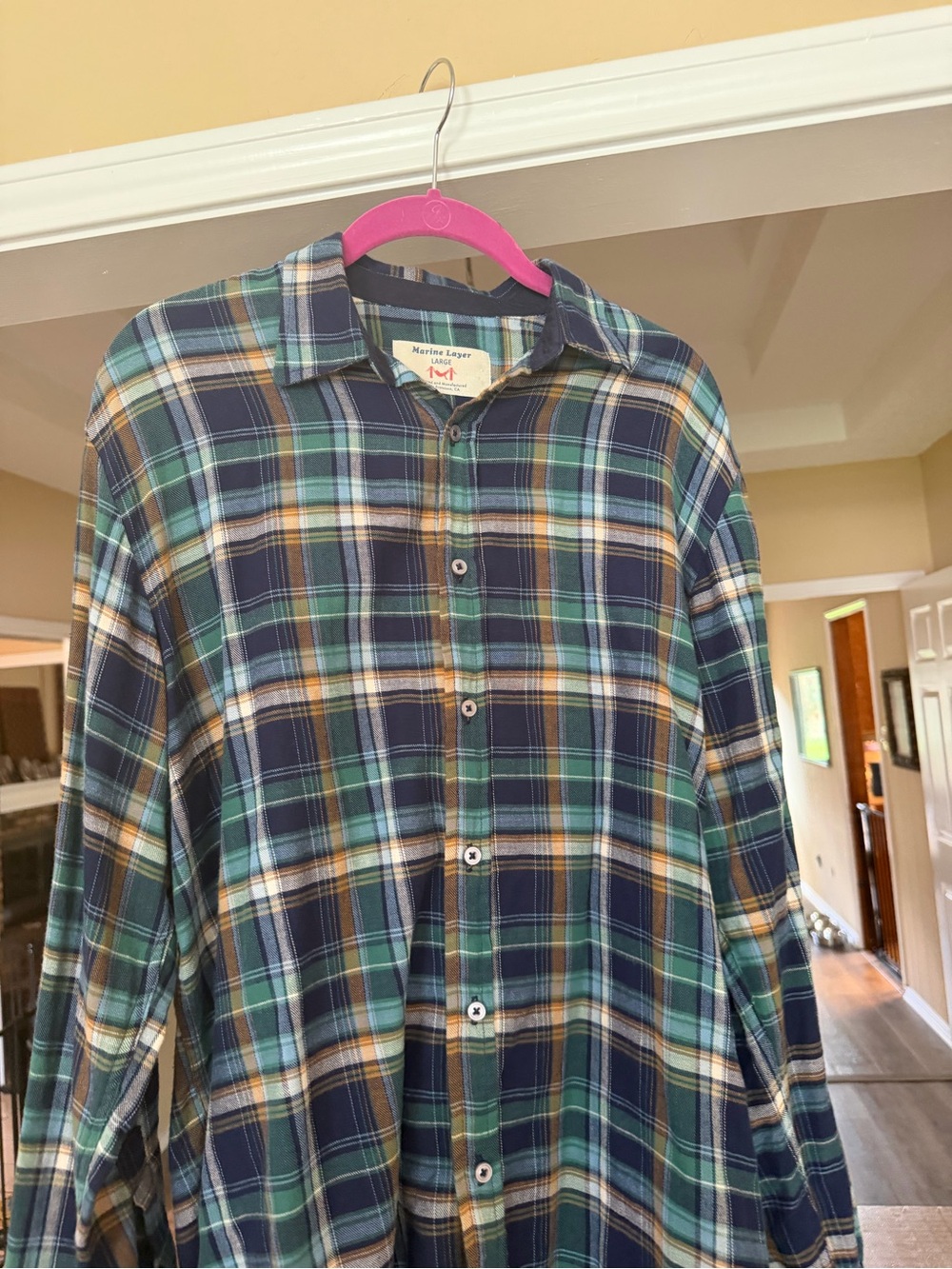 Marine Layer men’s flannel size L EUC casual coastal button down - Picture 3 of 5